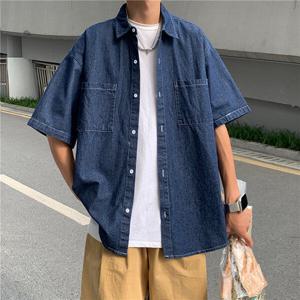 [리빌모아]남성 오버핏 투포켓 데님 반팔 셔츠 DMS4-SHH-SCC256