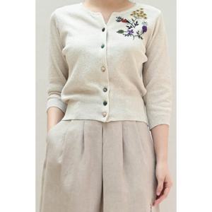 [비꼴리끄(여성)]자수 칠부 기본 가디건 B232KC3050