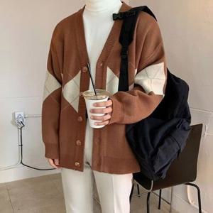 [잇백잇슈]남성깔끔브이넥가디건 오버핏 데일리기본 멋진 편안한