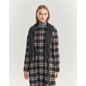 헤지스 여성 24FW기모 블랙 체크 셔츠형 원피스 HSDR4DC91BK