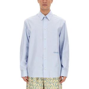 베르사체 남성 연하늘 스트라이프 긴팔 셔츠 1010681_1A077435V510