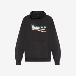 발렌시아가 프린팅 후드티셔츠 블랙 남성 767877 TQVI7 1569