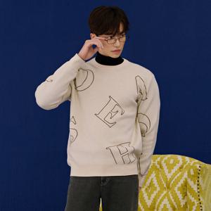 남성 전판 레터링 스웨터-DFRK5215D05
