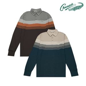 [크로커다일] 레이온 혼방 스트라이프 폴로 티셔츠 CDAAATS3431