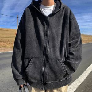 [리빌모아]남자 흑청 데님 빈티지 후드 집업 자켓 LD-JKA-SIS633