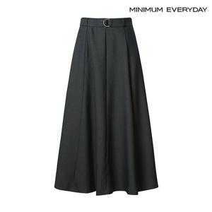 [미니멈][미니멈 에브리데이]베이직 뒷 밴딩 포켓 벨티드 플레어 스커트 (EA4WH006D)