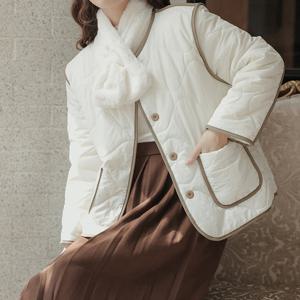 [올리비에스클로젯] 바인딩 목도리 세트 패딩점퍼_O2310PD606D