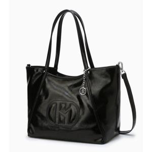 [헤지스ACC] 시그니처 H패치 블랙 와이드 쇼퍼백 L HIBA5E528BK