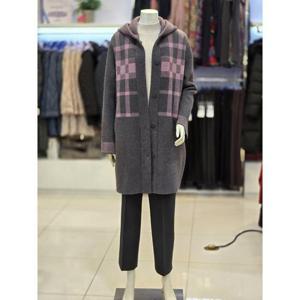 세리아 세이브존07 체크후드 울혼방 롱 가디건 244352