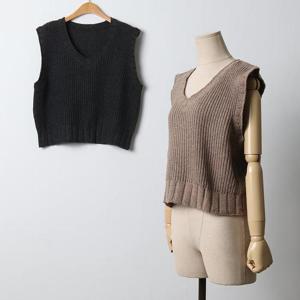 빅사이즈 410 브이넥하찌크롭조끼 DEBJ362