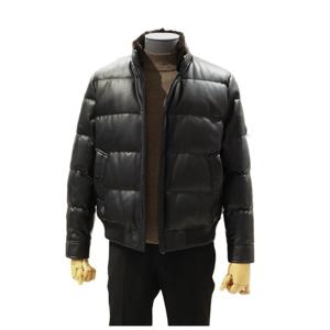 [바쏘]바쏘FW오일브러쉬염색 레자가죽블랙구스패딩점퍼(YBS4AU62ABK-IS)