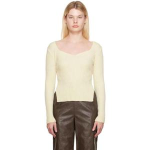 25 FW 르비에르 여성 오프 화이트 브이넥 스웨터 222428F100004