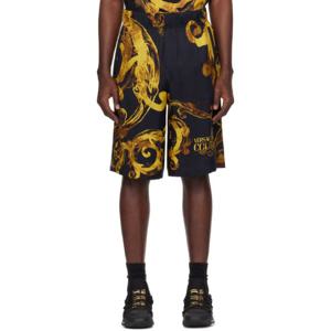 25 FW 베르사체진스꾸뛰르 남성 블랙   골드톤 워터컬러 꾸뛰르 쇼츠 241202M193017