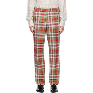 25 FW 비비안웨스트우드 남성 그린   레드 울 슬랙스 242314M191030