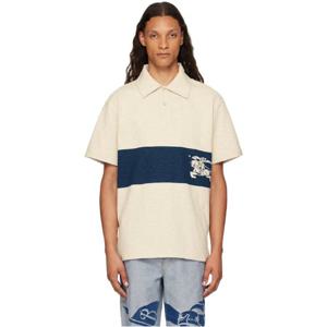 25 FW 버버리 남성 오프 화이트 EKD 스트라이프 폴로 셔츠 242376M212011