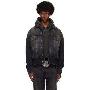 25 FW 게스 남성 블랙 디스트레스 데님 재킷 242603M177000