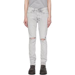 25 FW 수비 남성 그레이 반 윙클 화이트 스노우 데님 진 251088M186053