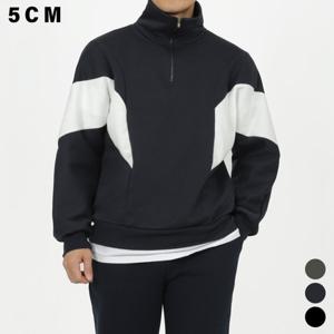 절개 배색 기모 터틀넥 반집업 맨투맨 Model No_OC124