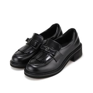 [바바라(슈즈)]바바라 소가죽 리본 하트 장식 여성 로퍼 BBH541-BK