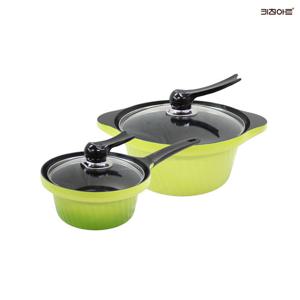 키친아트 Y시리즈 주물냄비 세라믹코팅 냄비세트 2종H 편수18+양수24