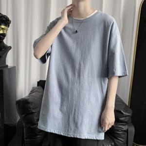 남자반팔 외출 오버핏 여름 반팔 옆라인 포인트 무지 티셔츠