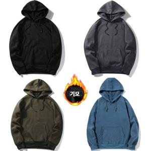 라운드 무지 컬러 캐주얼 공용 기모 후드티