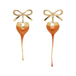 25 FW 오토링거 여성 골드톤   오렌지 리본 하트 이어링 251016F022001