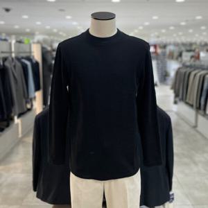 [지오지아]와플조직 모크넥 라운드 티셔츠_ABE4TR1103_BK_DG