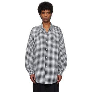 25 FW 마르니 남성 블랙   화이트 깅엄 체크 시어서커 셔츠 251379M192010
