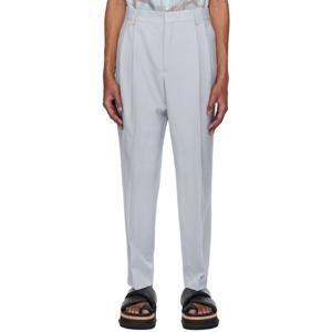 25 FW 드리스반노튼 남성 블루 플리츠 울 슬랙스 251358M191041