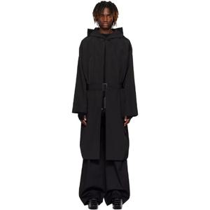 25 FW 릭오웬스 남성 블랙 할리우드 후드 가운 코트 251232M176001