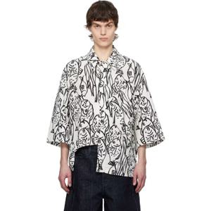 25 FW 쟈크뮈스 남성 화이트   블랙 라 크루아제르 더 알로에 셔츠 251553M192021