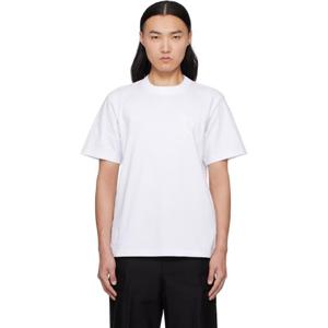 25 FW 사카이 남성 화이트 WTAPS 플로킹 프린트 티셔츠 251445M213033