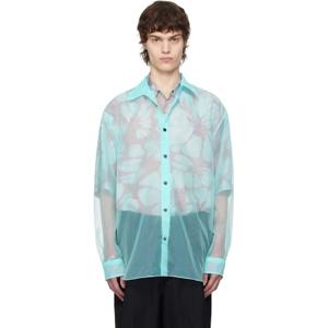 25 FW 드리스반노튼 남성 블루 오간자 셔츠 251358M192049