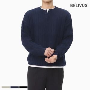 남성 헨리넥 니트 겨울 케이블니트 BONE001