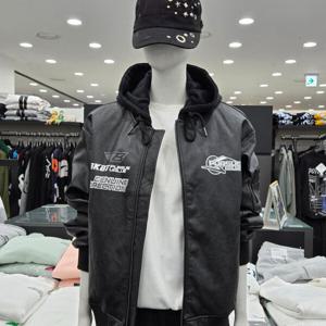 [써드케이](남녀공용)레더 패딩 항공점퍼MP1JU008-블랙_CJ