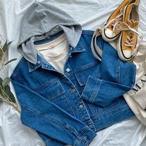 샵앤) 캐주얼 여성 간절기 데님 탈부착 후드 청자켓 DGB-WJK-4207-네이비