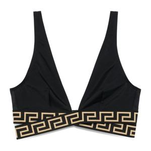 베르사체 블랙/골드 그레카 트라이앵글 비키니 탑 1008602 1A11