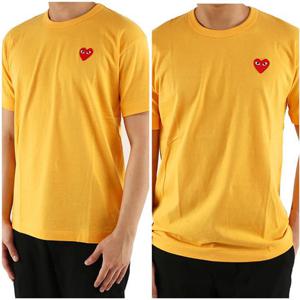 꼼데가르송 하트 자수 로고 반팔 티셔츠 옐로 P1T212