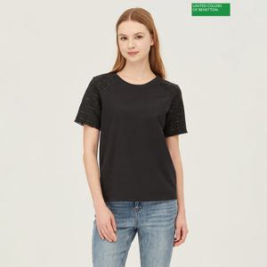 베네통 트위드 배색 티셔츠 BATS92431