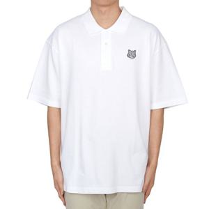 메종키츠네 볼드 폭스헤드  카라 반팔티셔츠 OM00213KJ7010 P100