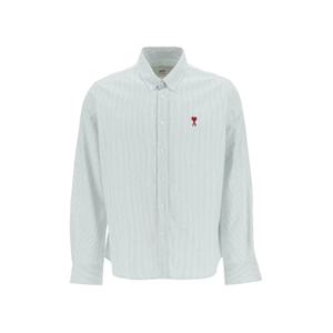 아미 하트 로고 스트라이프 셔츠 화이트 클레이 공용 USH063 CO0087 4017