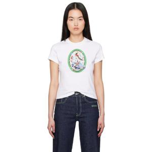 25 FW 오프화이트 여성 화이트 오벌 프레스코 티셔츠 251607F110004