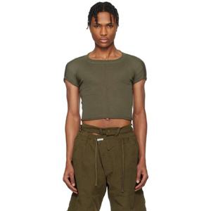 25 FW 오토링거 남성 그린 디컨스트럭트 리넨 티셔츠 251016M213007