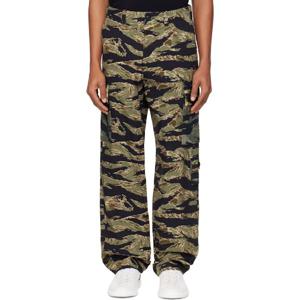 25 FW 지방시 남성 블랙   카키 카모 프린트 카고 팬츠 251278M188003