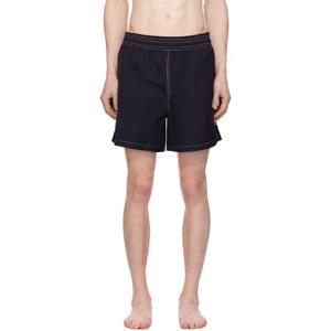 25 FW 아미 파리스 남성 블랙 비치 스윔 쇼츠 251482M208001