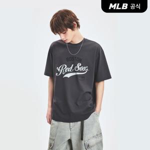 [MLB공식] 25S [택가 69000원] 바시티 빈티지 그래픽 오버핏 기능성 반팔 티셔츠 BOS (Charcoal Grey) 3ATSV0553