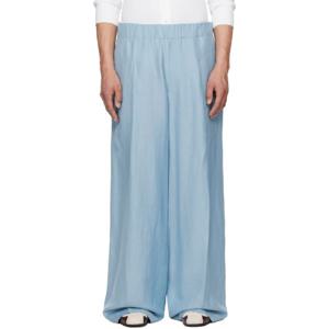 25 FW 드리스반노튼 남성 블루 드로우스트링 슬랙스 251358M191018