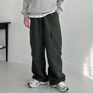 조거팬츠 밴딩 밑단 남자 스트링 와이드핏 카고바지