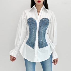 [금찌]금찌 벨라 데님 배색 셔츠 ST7275B